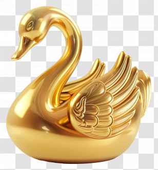 Gold Swan - Elegant Golden Swan Sculpture Transparent PNG