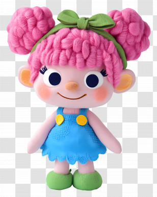 Tikiboo Troll - Cute Doll With Pink Hair And Blue Dress Transparent PNG