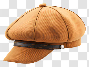 Newsboy Cap - Brown Cap With Strap Transparent PNG