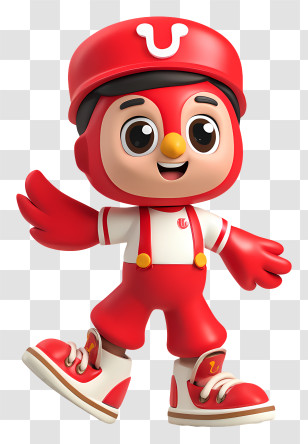 Jollibee Mascot - Red Cartoon Character With Cap Transparent PNG