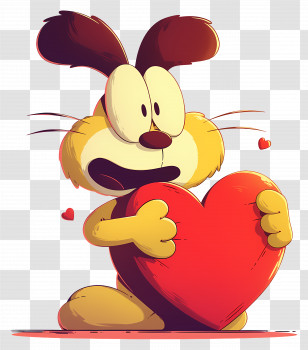 Cartoon Character - Dog Holding Heart Illustration For Valentine Transparent PNG
