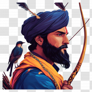 Guru Govind Singh Jayanti - Archer With Bird And Bow Transparent PNG