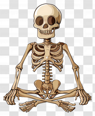 Skeleton - Sitting Skeleton Cartoon For Halloween Theme Transparent PNG