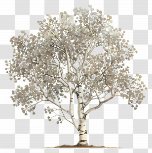 Populus Nigra - Birch Tree Illustration With White Bark Transparent PNG