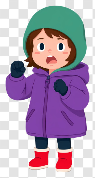 Surprised Little Girl - Child In Purple Winter Coat With Hood Transparent PNG