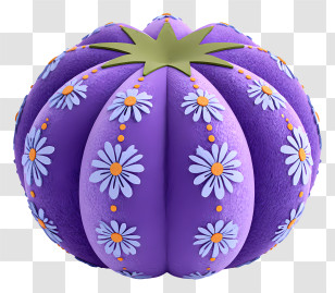 Purple Sea Urchin - Purple Daisy-decorated Pumpkin Transparent PNG