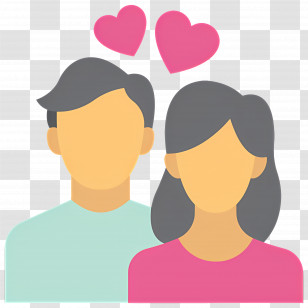 Wedding Couple - Romantic Illustration Of A Couple With Hearts Transparent PNG
