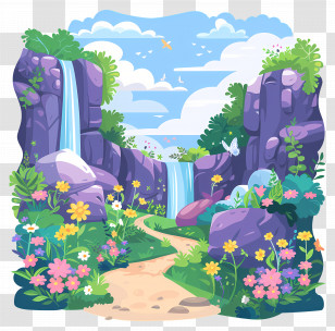 Forest Waterfall - Beautiful Nature Scene With Waterfalls Transparent PNG