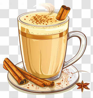 Masala Chai - Cinnamon Latte In Glass Cup With Cinnamon Sticks Transparent PNG