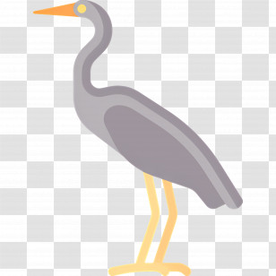 Heron - Minimalistic Gray Heron Bird Illustration Transparent PNG