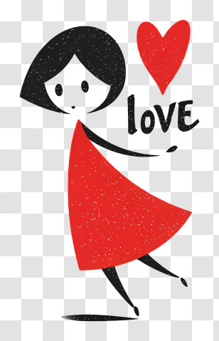 Love Logo - Girl With Heart And Love Text Transparent PNG