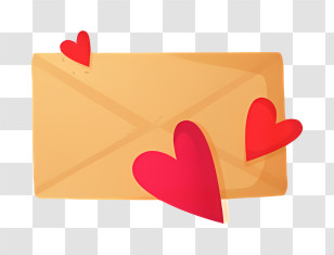 Mail - Romantic Envelope With Red Hearts Transparent PNG