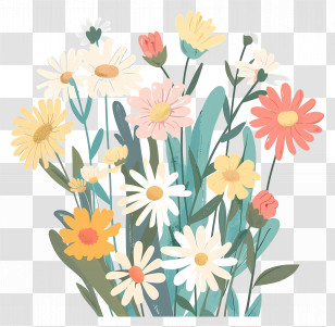 Daisy Bouquet - Colorful Flower Bouquet Transparent PNG