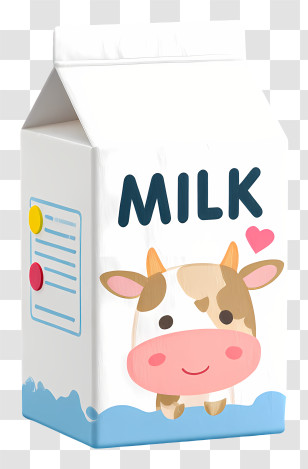 Milk Carton - Cute Milk Carton With Smiling Cow Transparent PNG