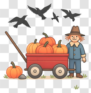 Pumpkin Wagon - Scarecrow And Pumpkin Wagon Transparent PNG