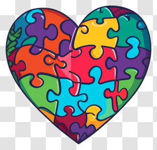 Puzzle - Heart-Shaped Puzzle In Vivid Colors Transparent PNG