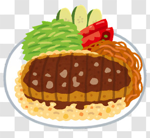 Food - Breaded Cutlet With Vegetables And Rice Transparent PNG