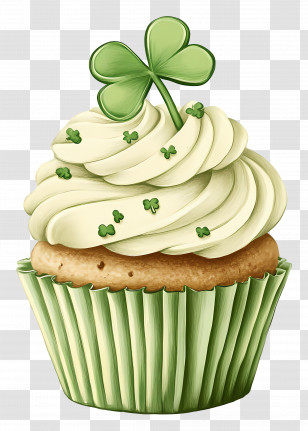 St Patricks Day Cupcake - Green Cupcake With Shamrock Transparent PNG