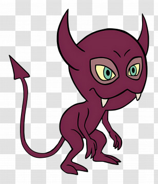 Frewin - Purple Cartoon Demon Character Transparent PNG