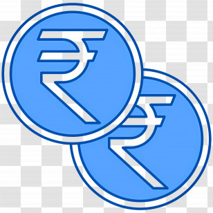 Indian Rupees - Blue Rupee Coins Symbol For Indian Currency Transparent PNG