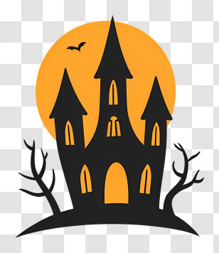 Halloween Logo - Spooky Haunted House Transparent PNG