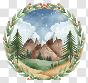 Cartoon - Beautiful Mountain Landscape With Trees Transparent PNG