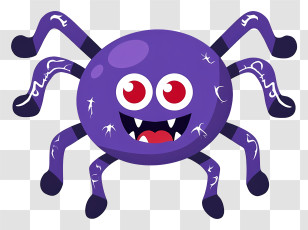 Halloween Cartoon Spider - Purple Cartoon Spider With Smile Transparent PNG