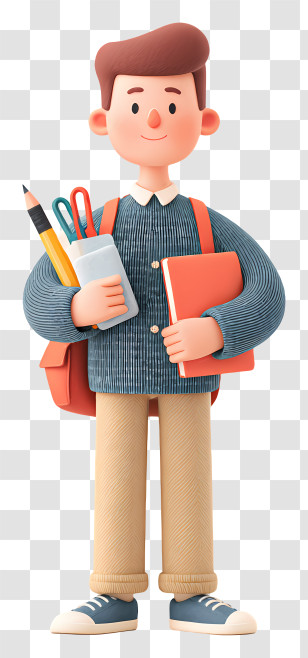 School Boy Holds Stationery Tools - Student Holding School Supplies Transparent PNG