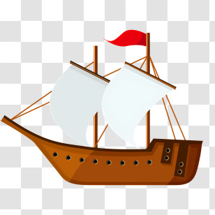 Wooden Boat - Colorful Sailing Ship Illustration Transparent PNG