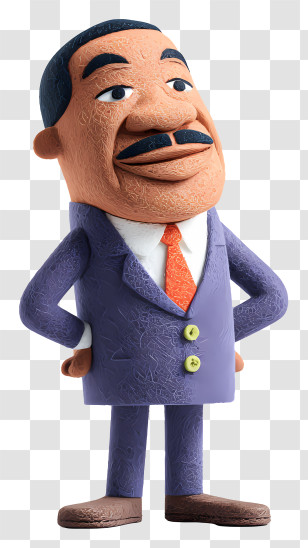 Martin Luther King Jr - Cartoon Man In Purple Suit Transparent PNG