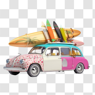 Retro Car
 - Quirky Surf Car With Boards Transparent PNG