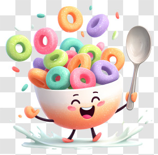 Cartoonish Bowl Of Cereal - Smiling Cereal Bowl Mascot Transparent PNG