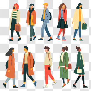 Group Of People - Group Of People Walking In Casual Attire Transparent PNG