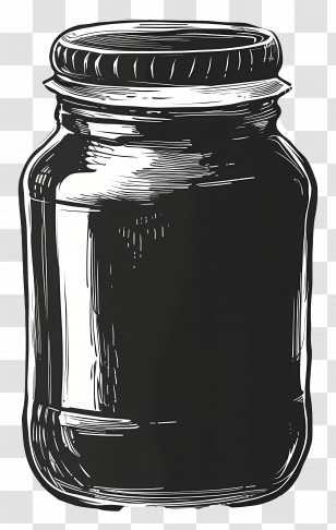 Glass Jar - Black Mason Jar In Vintage Style Artwork Transparent PNG