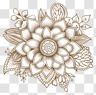Mehndi Design Flower - Intricate Floral Design Transparent PNG
