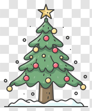 Christmas Tree - Christmas Tree With Star And Decorations Transparent PNG