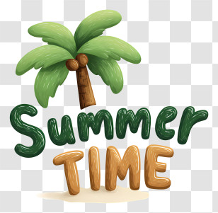 Summer Logo Word - Summer Time Palm Tree Typography Transparent PNG