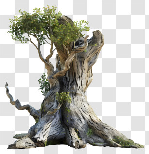 Tree Trunk - Old Tree With New Growth Transparent PNG