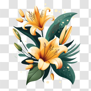 Lily Flowers - Beautiful Yellow Lily Flowers Transparent PNG