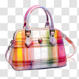 Handbag Day - Colorful Plaid Handbag Transparent PNG