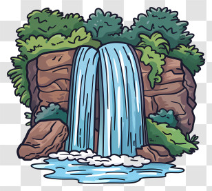 Waterfall - Beautiful Waterfall Scene Illustration Transparent PNG