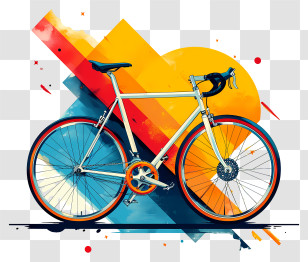 Bicycle Background - Bright Road Bicycle In Abstract Art Style Transparent PNG
