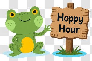 Frog Hoppy Hour - Frog With Hoppy Hour Sign Transparent PNG
