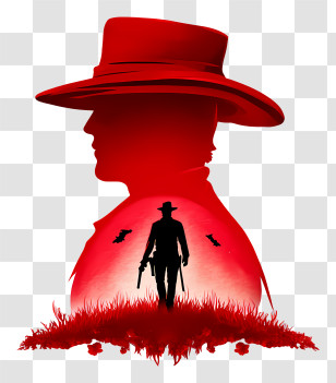 Red Dead Redemption - Red Cowboy Silhouette With Sunset Transparent PNG