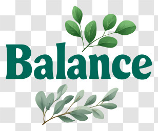 Balance - Balance Logo With Green Leaves Transparent PNG