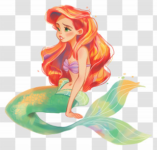 Ariel - Mermaid With Colorful Tail Transparent PNG