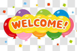 Welcome - Colorful Welcome Sign With Balloons Transparent PNG
