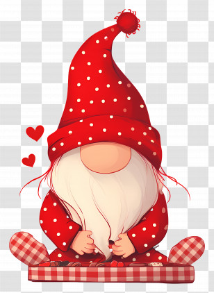 Valentines Day Gnome - Cute Red Gnome With Polka Dots Transparent PNG