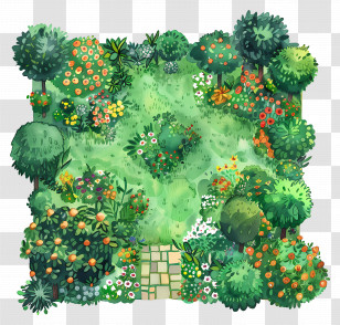 Top View Garden - Beautiful Garden With Flowers Transparent PNG