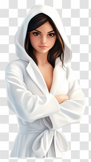 Bathrobe - Woman In White Robe Transparent PNG